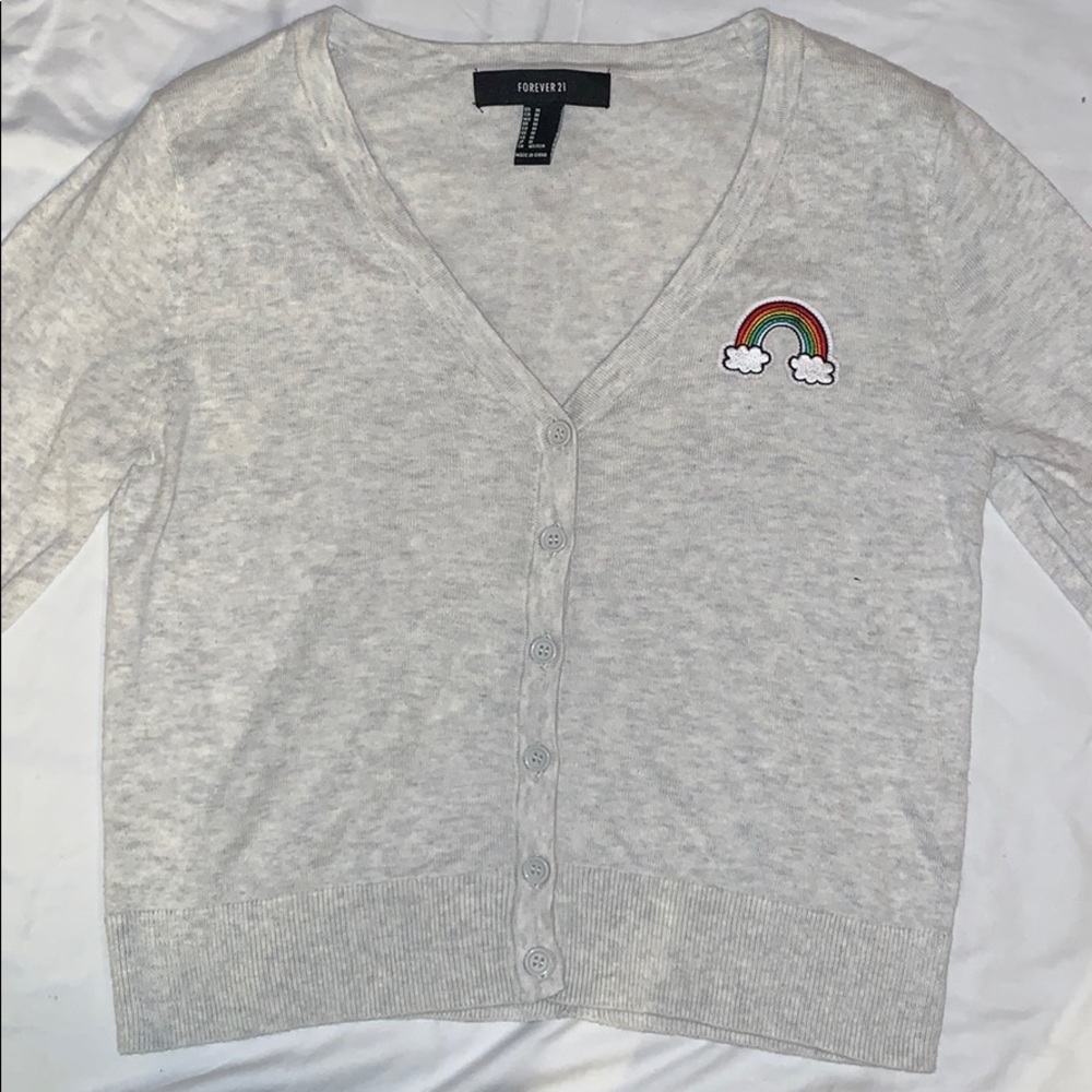 Cute Cardigan w/ buttons & rainbow patch
